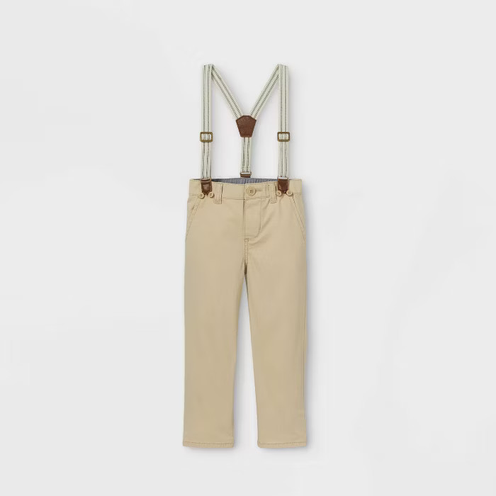 OshKosh B'gosh Toddler Boys' Woven Suspender Chino Pants - Khaki | Target