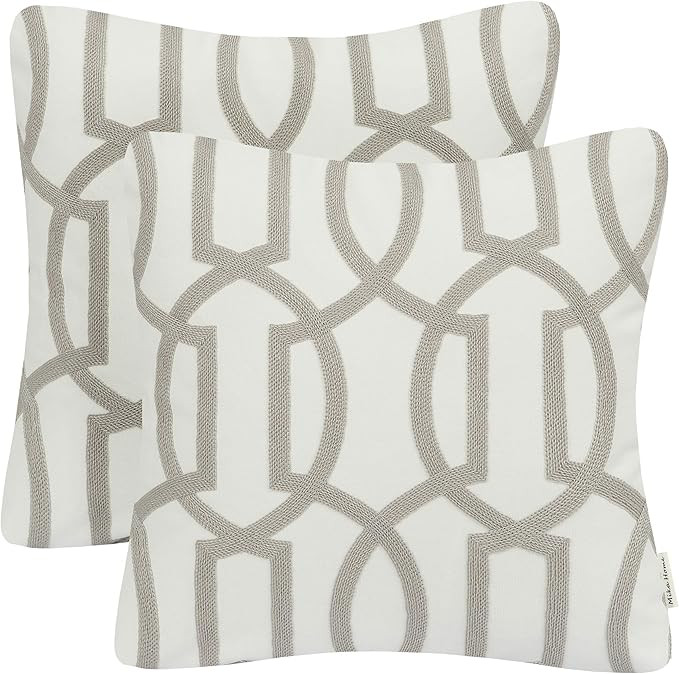 Mika Home Pack of 2 Embroidery Geometric Links Accent Decorative Throw Pillow Cover Sofa Cushion ... | Amazon (US)