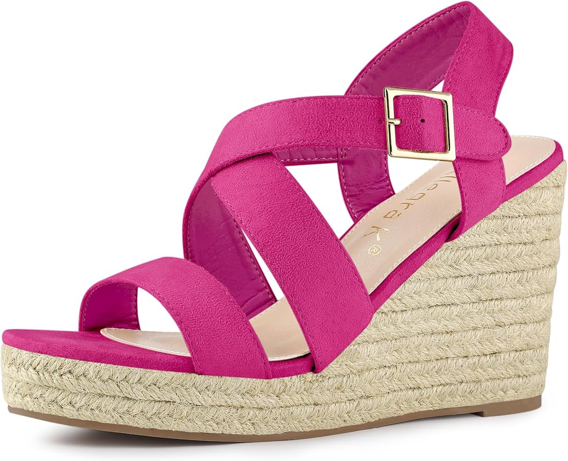 Allegra K Women's Espadrilles Platform Slingback Wedges Sandals | Amazon (US)