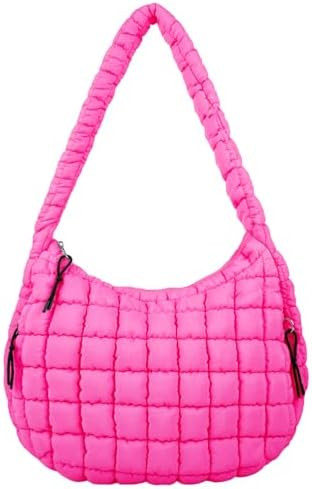 Quilted Puffer Tote Bag Puffy Crossbody Shoulder Bag with Zipper, Nylon Hobo Handbag Travel Carry... | Amazon (US)