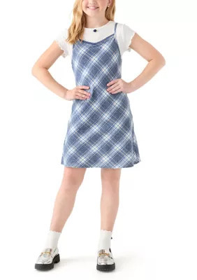 Amy Byer Girls 7-16 Blue Plaid Dress, 10 | Belk