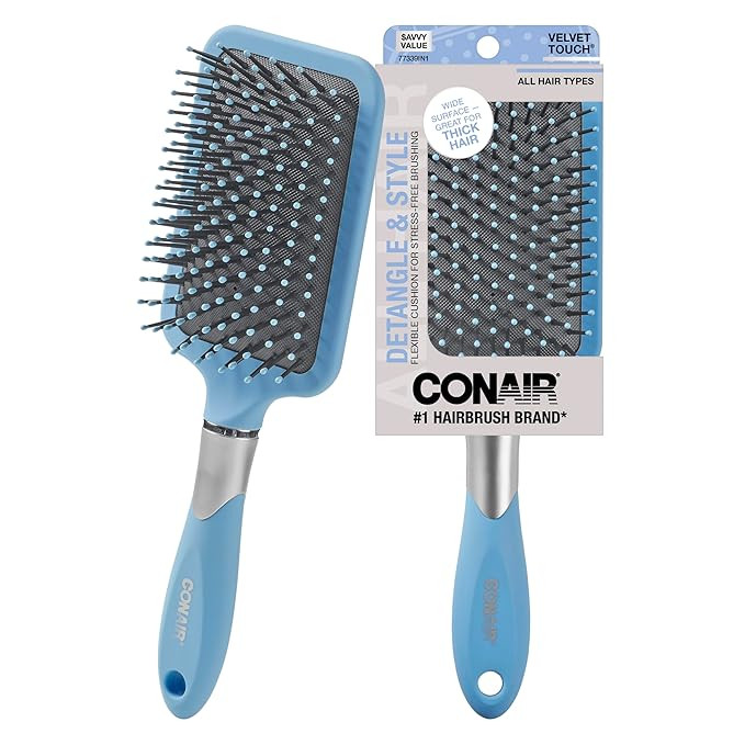 Conair Velvet Touch Paddle Cushion hair brush - Detangling hairbrush - curly or straight styles -... | Amazon (US)