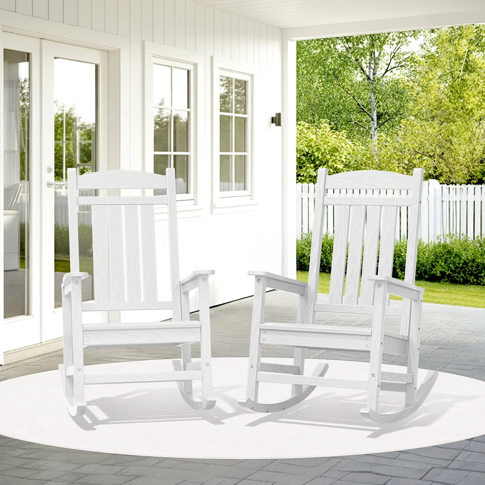 KINGYES Outdoor Rocking Chair Set of 2, HDPE Patio Rocking Chair, Heavy Duty Front Porch Rocker, ... | Walmart (US)