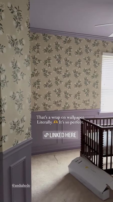 Love the large scale print of this gorgeous wallpaper from North and Finch. It complements the purple perfectly 💜

Gigi’s nursery, floral wallpaper, turned wood crib

#LTKstyletip #LTKbaby #LTKhome