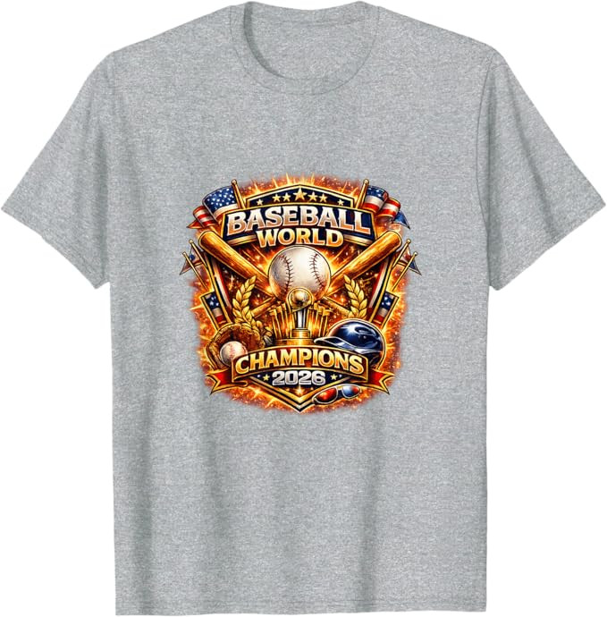 Baseball World Champions 2026 Vintage Style Graphic T-Shirt | Amazon (US)