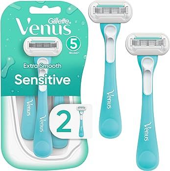 Gillette Venus Extra Smooth Sensitive Disposable Razors for Women with Sensitive Skin, 2 Count | Amazon (US)