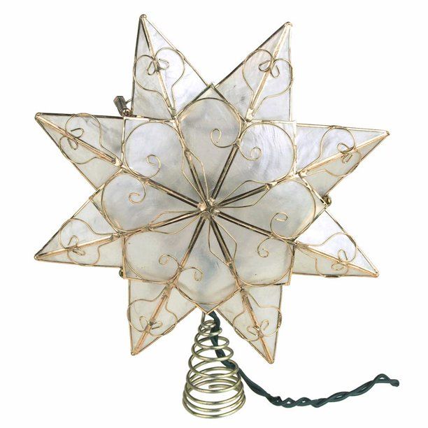 Capiz Star Gold Christmas Tree Topper Light Set, Warm White, 9-Inch - Walmart.com | Walmart (US)