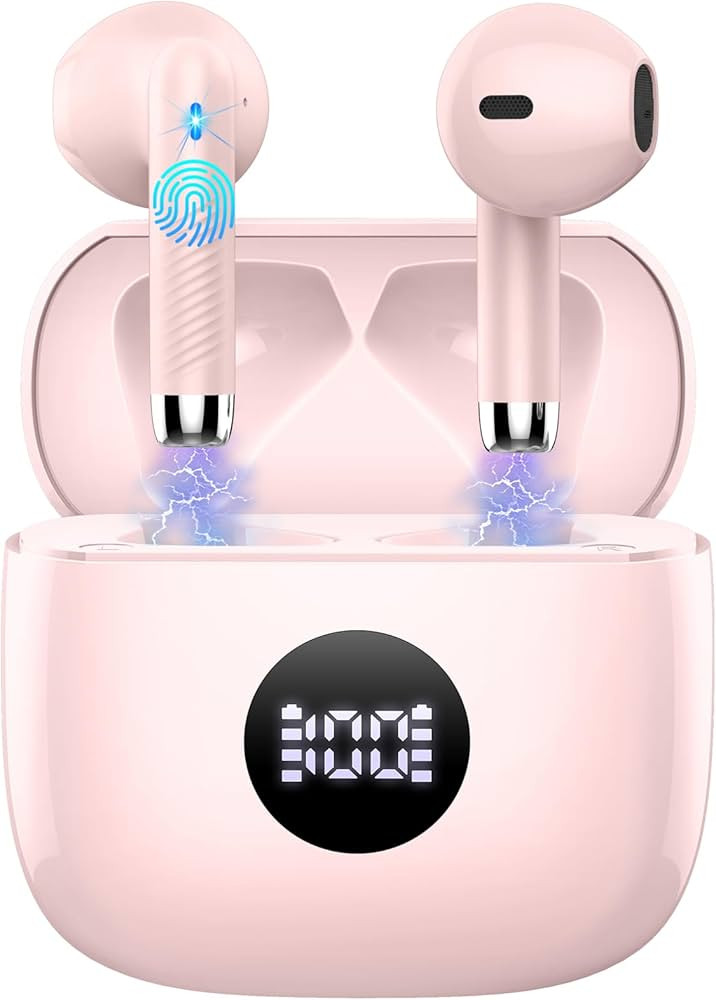 Wireless Earbuds, Bluetooth 5.3 Ear Buds LED Power Display Headphones Bass Stereo, Earbuds in-Ear... | Amazon (US)