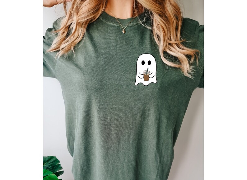 Ghost With Coffee Halloween Shirt Fall Shirt Comfort Colors - Etsy | Etsy (US)