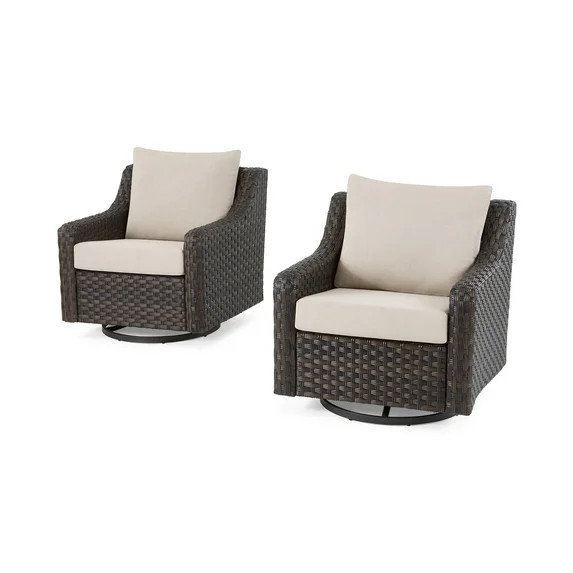 Better Homes & Gardens River Oaks Outdoor Swivel Gliders with Patio Covers, Set of 2, Dark Brown | Walmart (US)