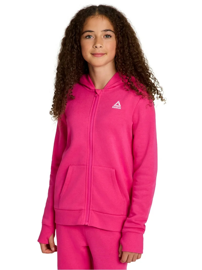 Reebok Girl’s Athletic Full-Zip Fleece Hoodie, Sizes 4-18 | Walmart (US)