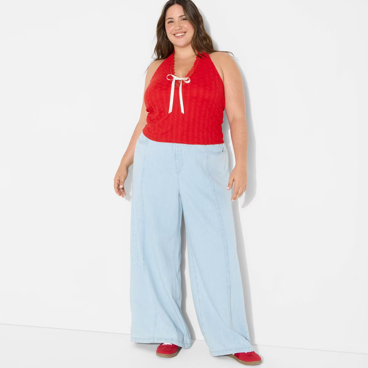 Women's Game Day Lace Halter Top - Wild Fable™ Red S | Target