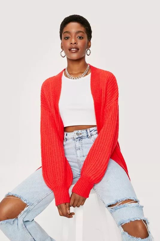 Slouchy Knit Open Front Cardigan | Nasty Gal (US)