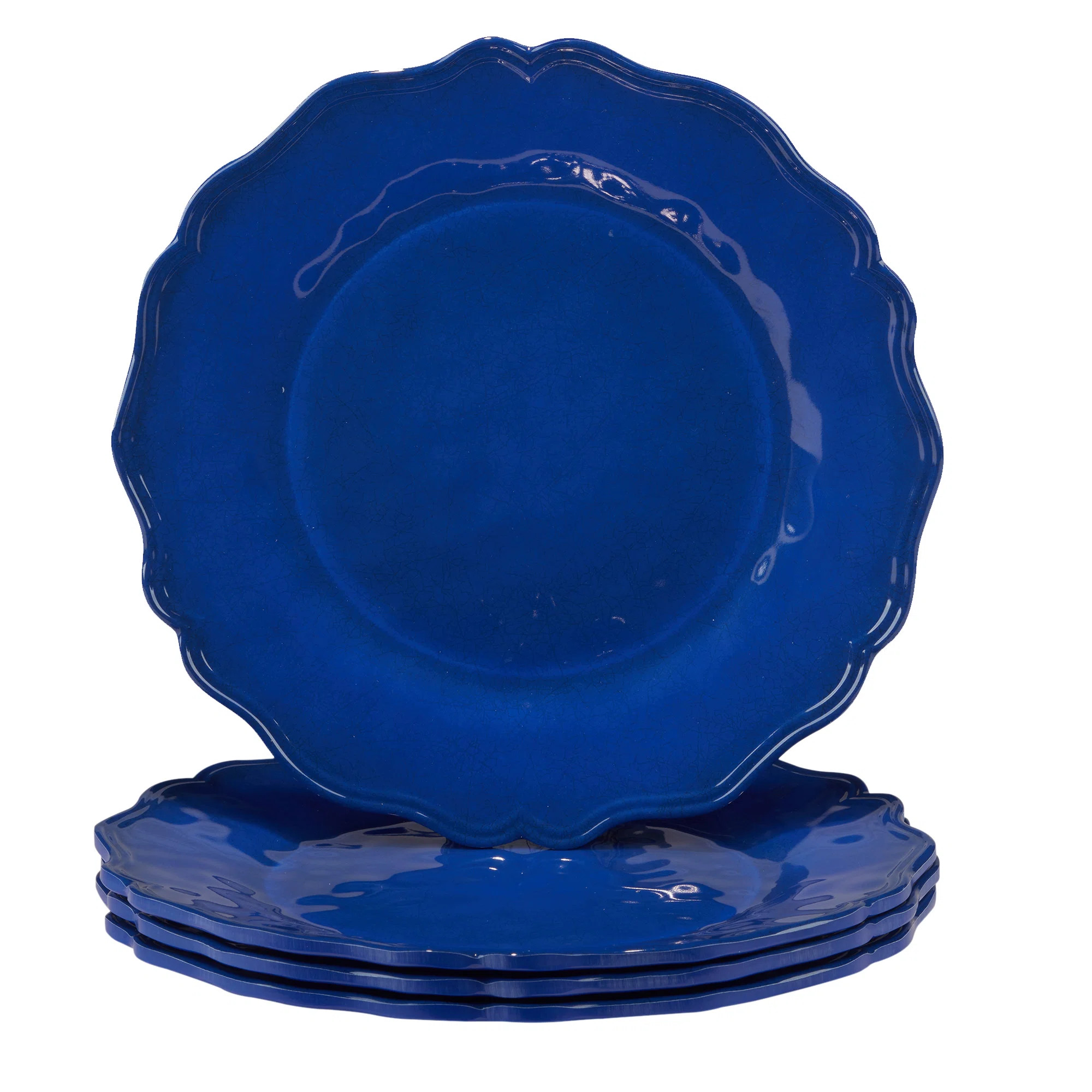 Blue Indigo Crackle Melamine Set of 4 Salad Plate 9" (Set of 4) | Wayfair North America