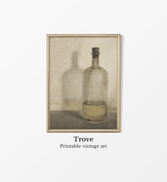 Antique Oil Bottle Kitchen Still Life Painting  Neutral - Etsy | Etsy (US)