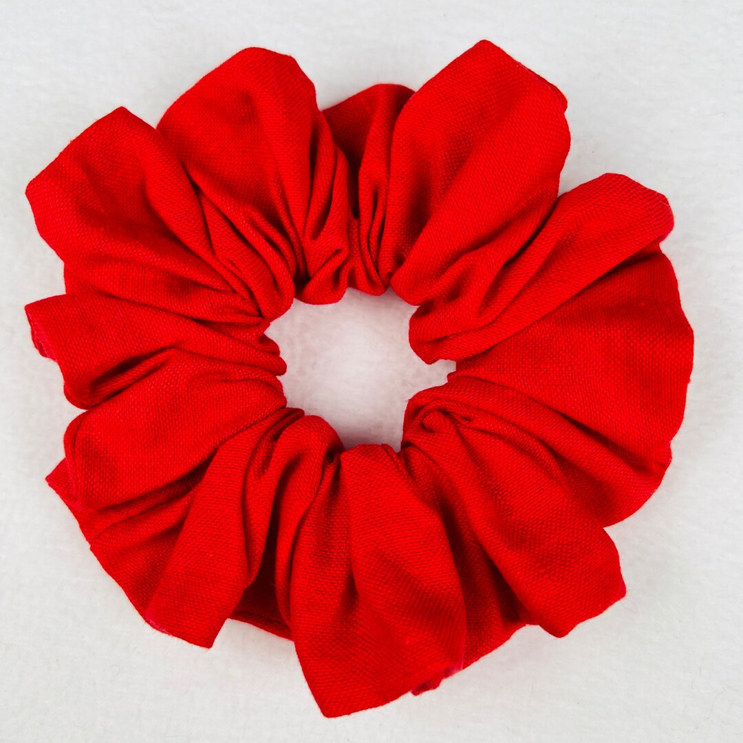 Red Oversized Linen Scrunchie, Gift for Her/ Mother, Hair Tie, Valentine's day Scrunchy | Etsy (US)
