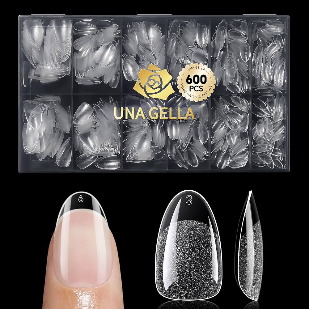 UNA GELLA 600Pcs Short Oval Almond Nail Tips, Round Almond Press on Nails | Amazon (US)