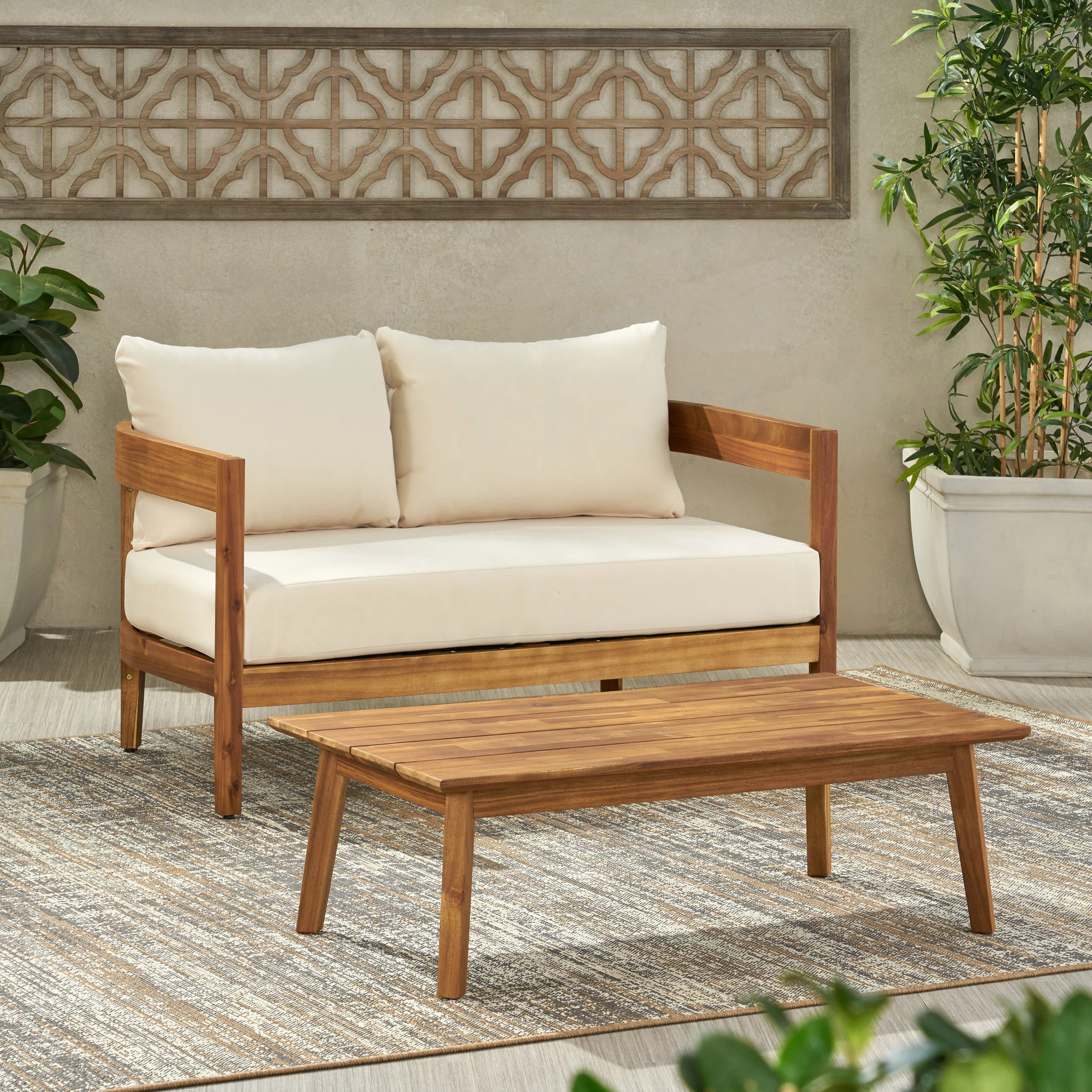 Lorene Outdoor 2 Piece Seating Group with Cushions | Wayfair North America