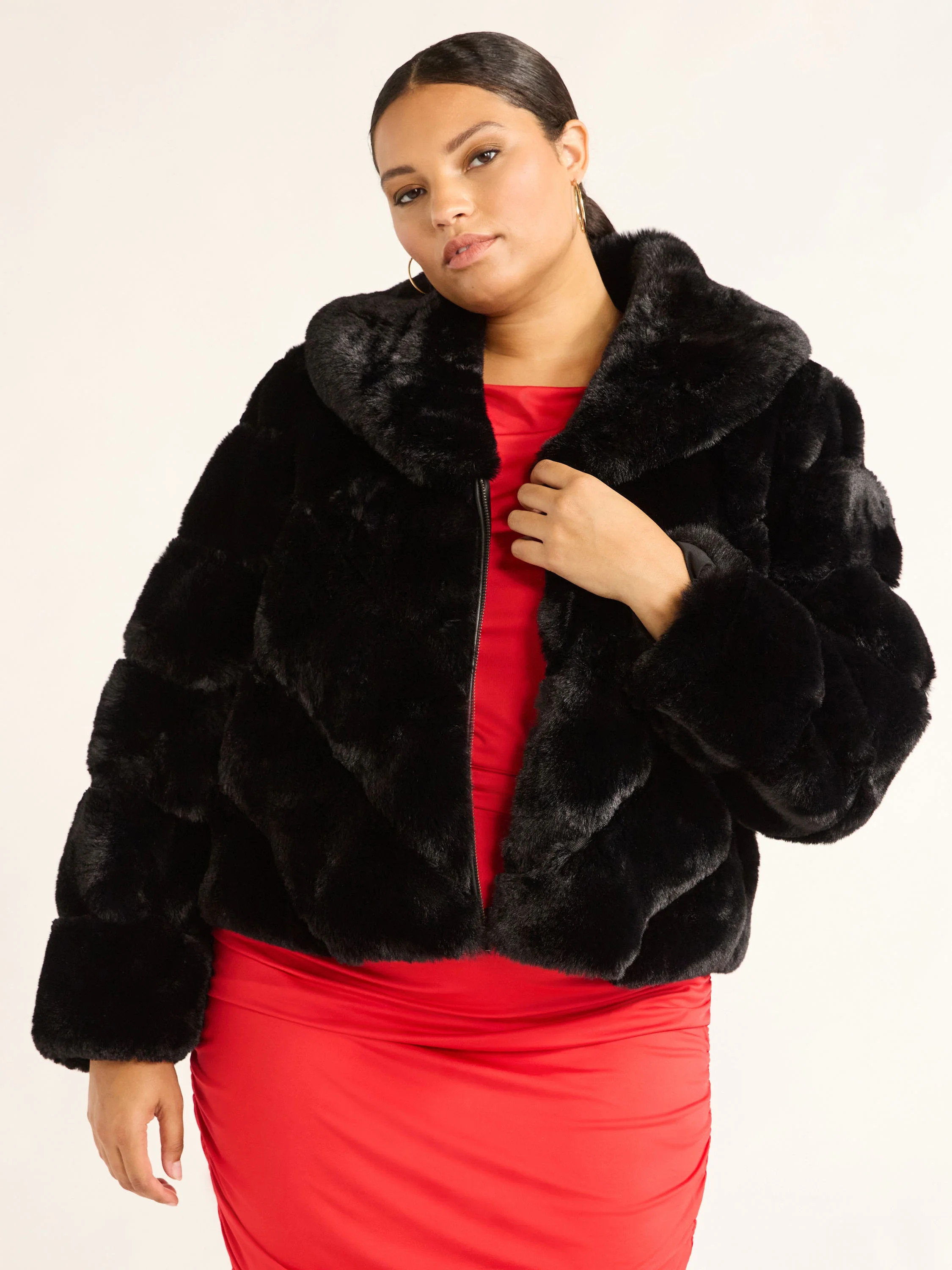 Sofia Jeans Women's Plus Size Faux Fur Chubby Jacket, Sizes 1X-5X | Walmart (US)