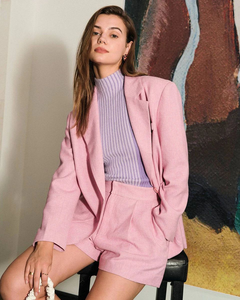 The Solid Color Pocket Blazer & Reviews - Pink - Outerwear | RIHOAS | rihoas.com