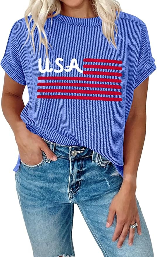 VILOVE 250 Anniversary USA Shirt Women Chenille American Flag Graphic Shirts 4th of July Patrioti... | Amazon (US)