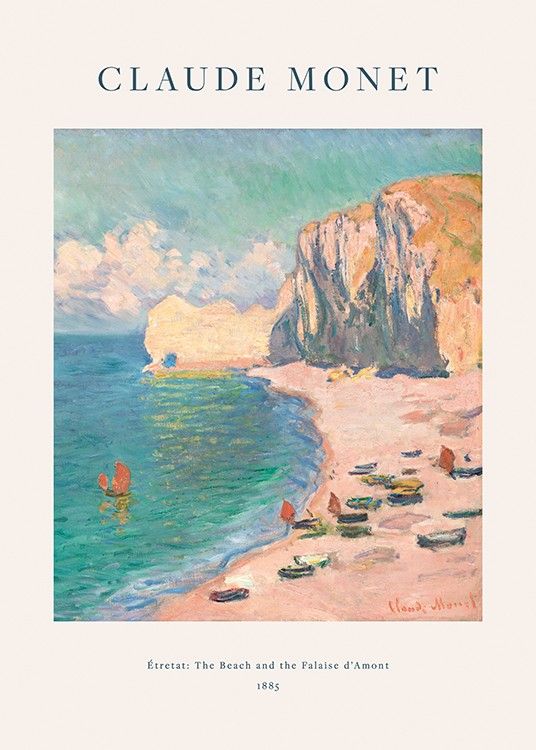 Monet - Étretat- The Beach and the Falaise d'Amont Poster | Desenio