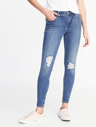Old Navy Womens Mid-Rise Distressed Rockstar Jeans For Women Medium Wash Size 0 | Old Navy US