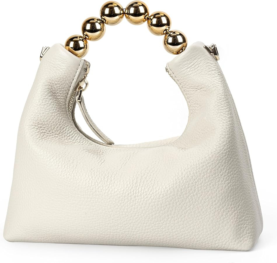 DORIS&JACKY Top Handle Leather Clutch Purse, Women Designer Pearl Tote Bag | Amazon (US)