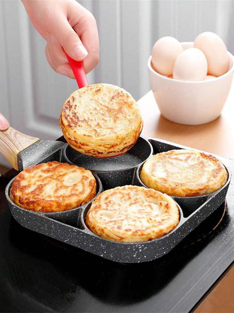 1pc 4-Hole Non-Stick Egg Pancake Maker, Breakfast Egg Burger Frying Pan, Kitchen Tool Seafood Boi... | SHEIN