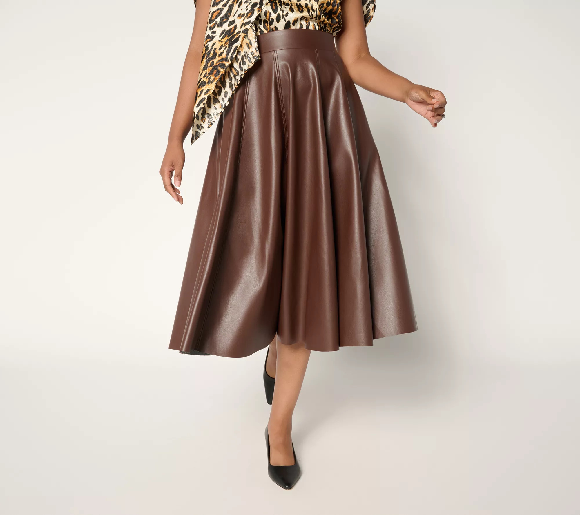 Carla Rockmore Collection Regular Faux Leather Circle Skirt | QVC