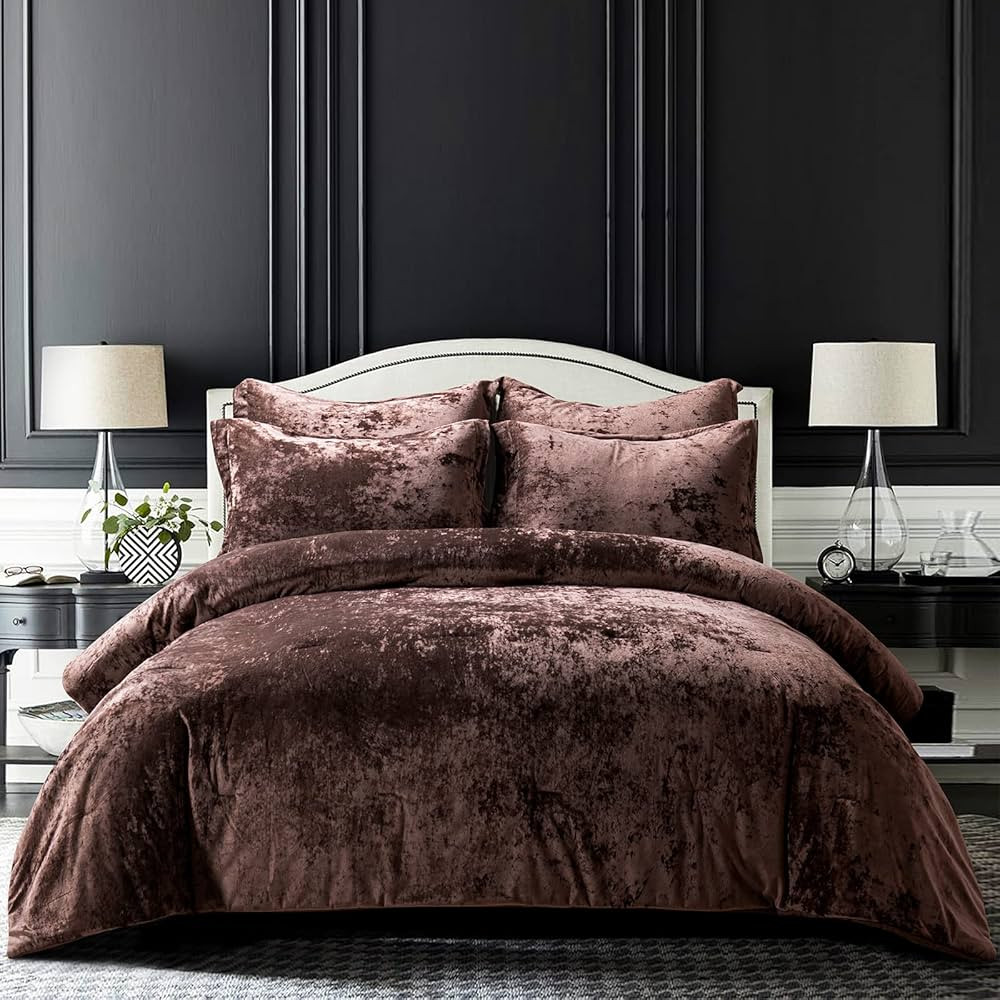 Sunshine Nicole Distressed Velvet Comforter Set, Distressed Velvet Face and Brushed Solid Microfi... | Amazon (CA)