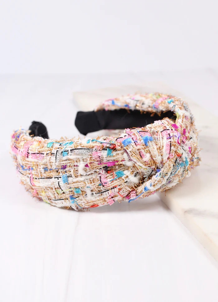 Alexis Tweed Headband WHITE | Caroline Hill