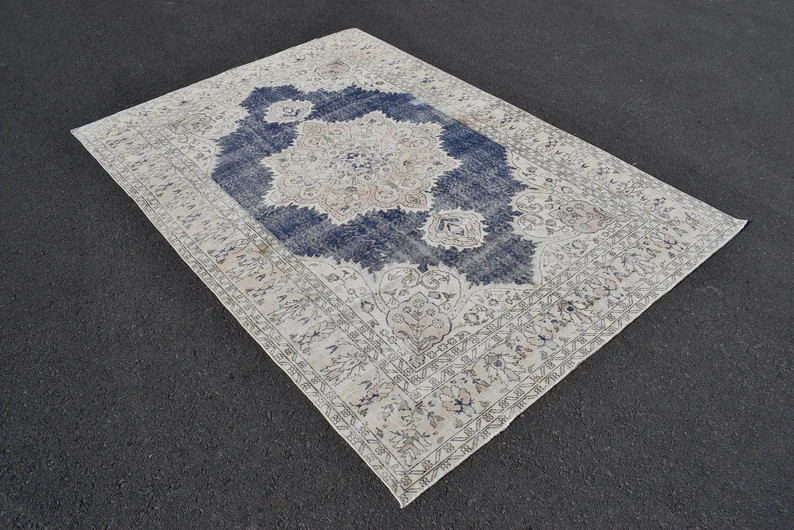 7x10 Ft Vintage Rug, Hand Made Rug, 7X10 Navy Area Rug, 7x10 Oushak Large Rug, 7x10 Turkish Rug, ... | Etsy (US)