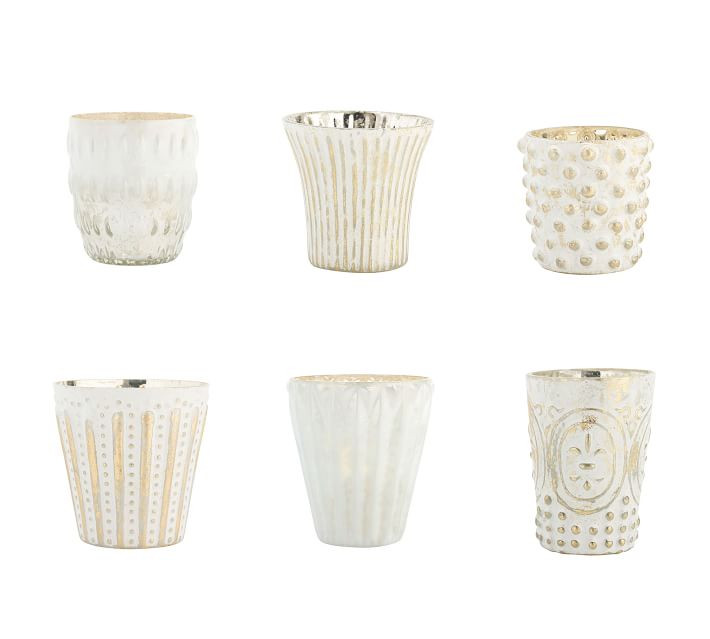 Eclectic Mercury Votive Holders, Set of 6 - White | Pottery Barn (US)