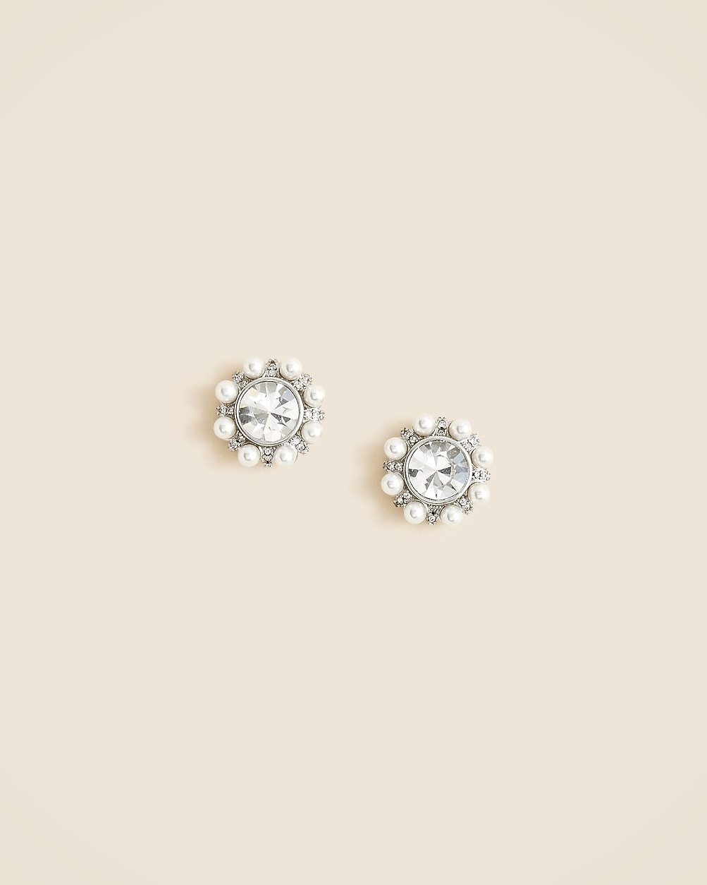 Crystal and pearl button earrings | J. Crew US