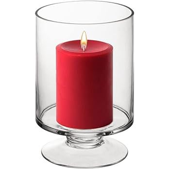 CYS EXCEL Glass Hurricane Pillar Candle Holder (H:6" W:3.75") | Multiple Size Choices Short Stem ... | Amazon (US)