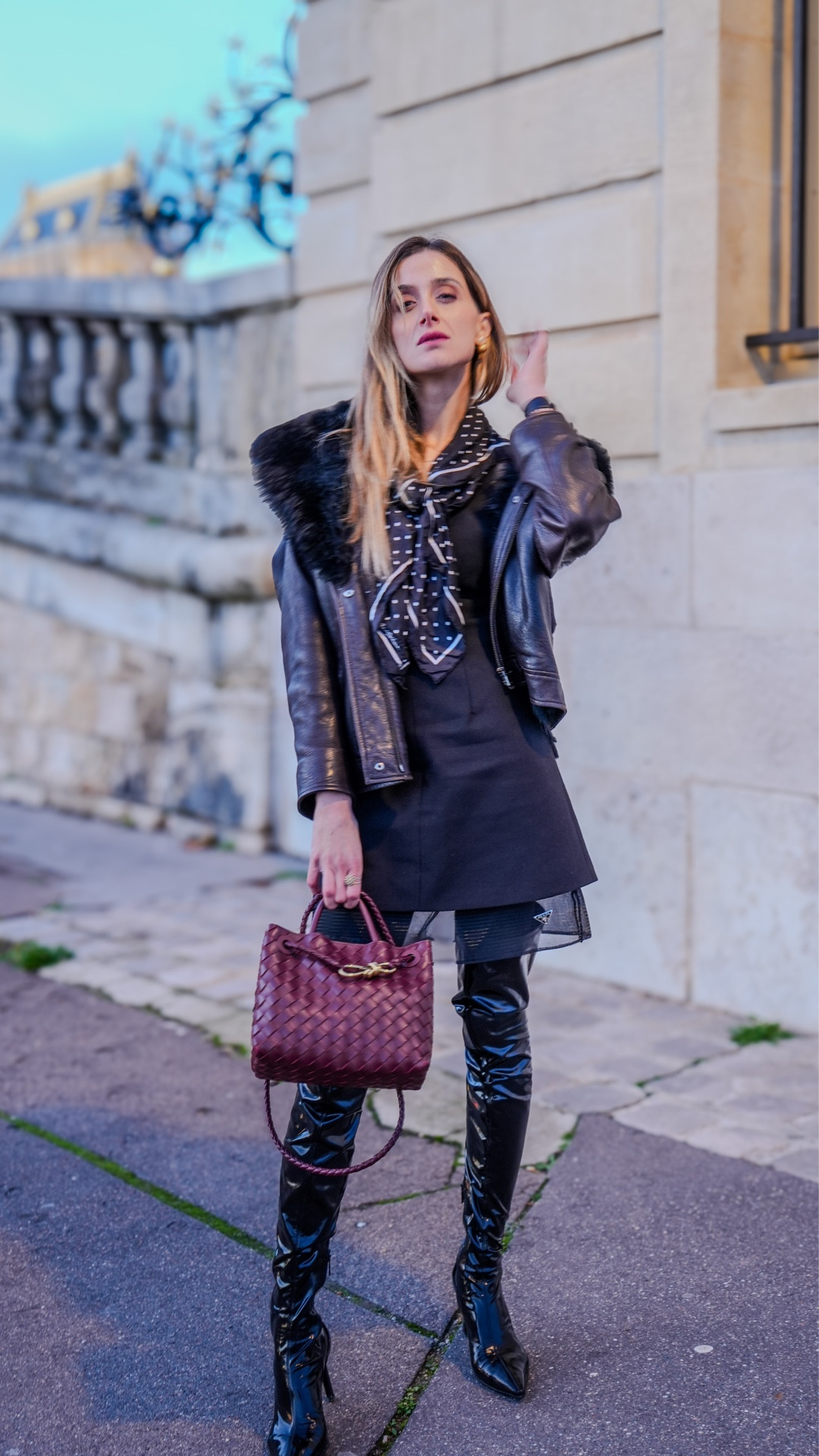 Save this for the days you’re running late but still want to look put-together.

My Paris on-the-go formula: mini black dress + leather jacket + silk scarf + patent thigh-high boots + a burgundy bag.

If you only have 10 seconds, do one thing: refresh the lips — it instantly makes the whole outfit look intentional.

#makeupretouch #parisstreetstyle #fashioninspo

#LTKbag #LTKfestive #LTKwinter