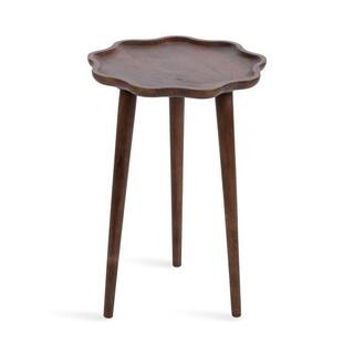 Kate and Laurel Alezar 15.00 in. Walnut Brown Scalloped Solid Wood End Table 227532 - The Home De... | The Home Depot