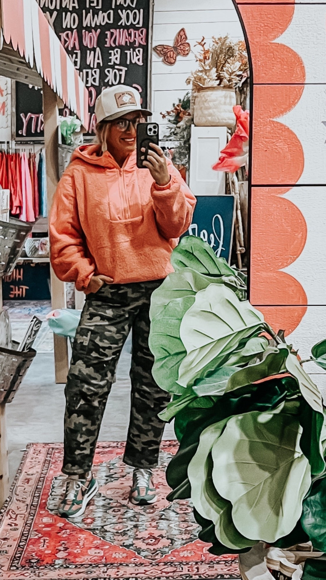 Camo pants+ pink fleece  
Wearing size 8 in pants 
Large in top
** fits true to size 