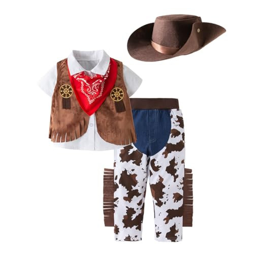 LXKIKMM Baby Kids Cowboy Costume Halloween Outfit Set, 4-5 Years | Amazon (US)