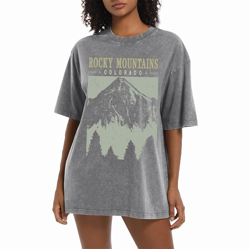 Colorado Mountain Shirt Oversized Retro Tshirts for Women Adventure Hiking Camping Shirts Nature ... | Amazon (US)