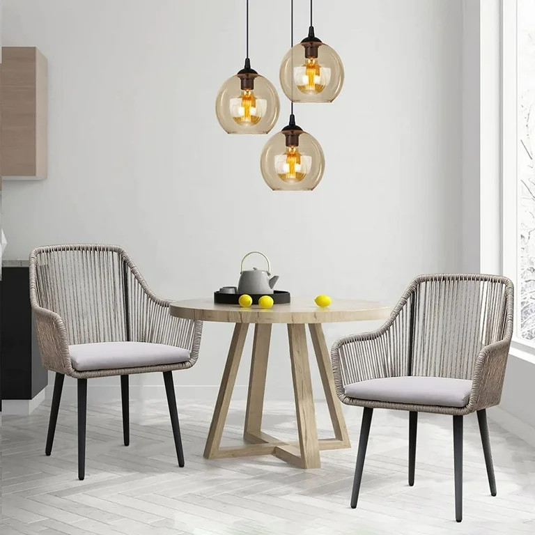 JOIVI Patio Wicker Chairs, 2 Pieces Outdoor Dining Chairs, All Weather Rattan Armchairs with Cush... | Walmart (US)