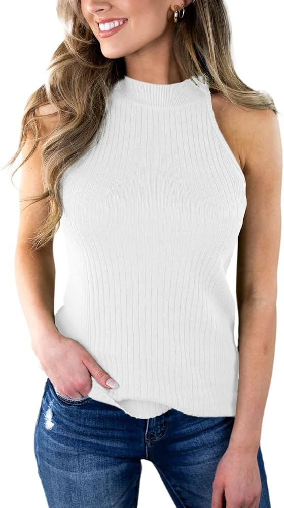 Imily Bela Women's Halter Tops Knit High Neck Tank Tops Sleeveless Vest Shirts | Amazon (US)