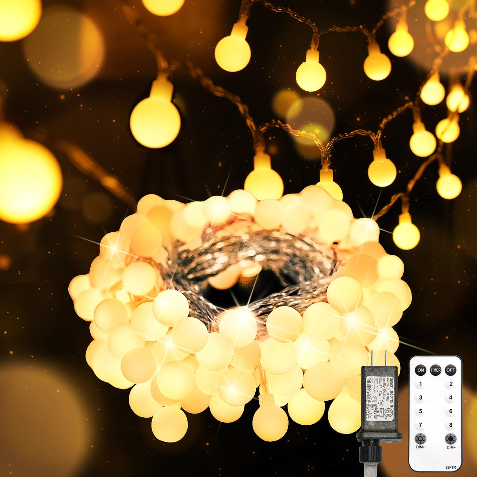 suddus String Lights for Bedroom, 33ft 100 Led Connectable Globe String Lights Indoor, Hanging Fa... | Amazon (US)