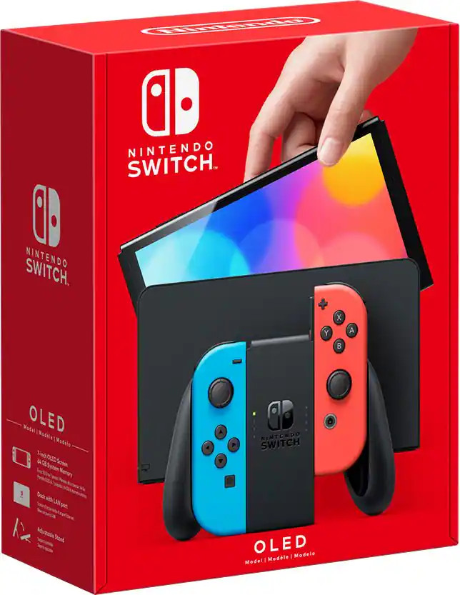 Switch – OLED Model w/ Neon Red & Neon Blue Joy-Con - Nintendo Switch – OLED Model | Best Buy U.S.