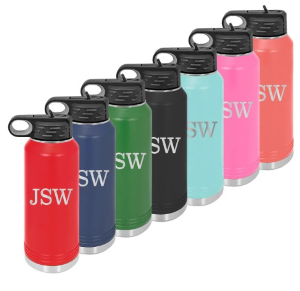 Water Bottle With Block Initials Design | Lovely Little Things Boutique