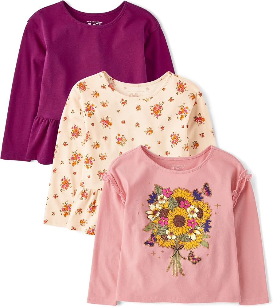 The Children's Place Baby Girls' and Toddler Assorted Long Sleeve Knit Shirts | Amazon (US)