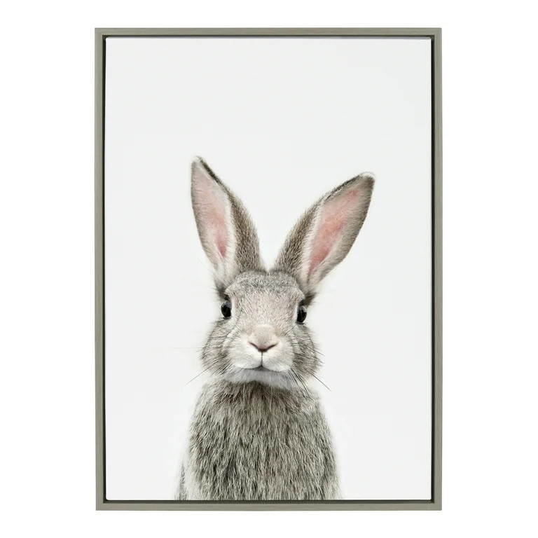 Kate and Laurel Sylvie Female Baby Bunny Rabbit Animal Print Portrait Framed Canvas Wall Art by A... | Walmart (US)
