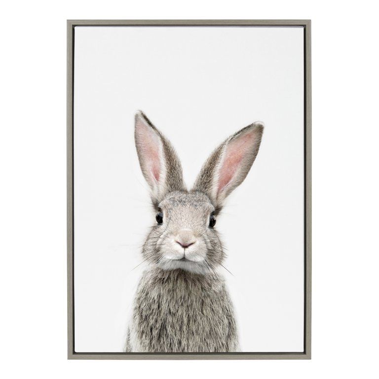 Kate and Laurel Sylvie Female Baby Bunny Rabbit Animal Print Portrait Framed Canvas Wall Art by A... | Walmart (US)