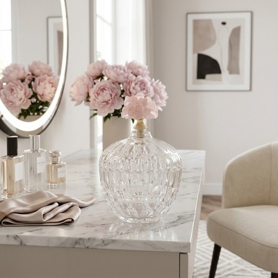 Glass and Stone Glam Jar with Decorative Lid - Modern Sculpted Design for Casual Home or Office Décor - 8"Clear | Target